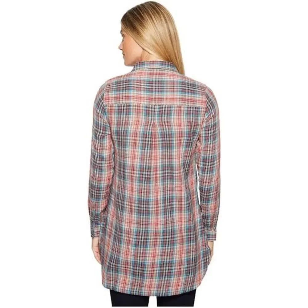 Toad & Co Mixo Plaid Tunic in Hydro Sz XS Organic Cotton Comfortable Casual Cozy